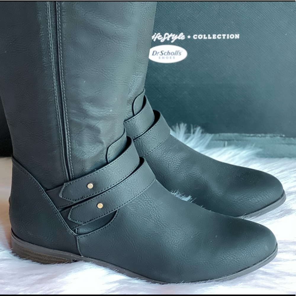 New Dr. Scholl's Womens Reach for it Riding Boots Leather Wide Calf